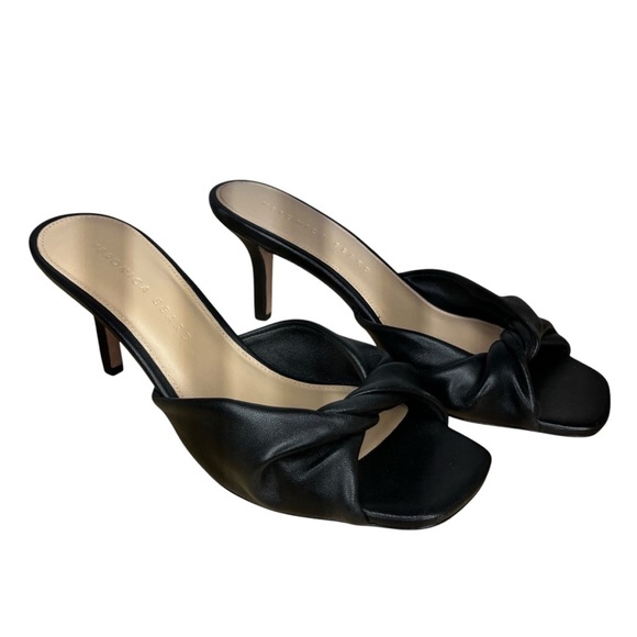 Veronica Beard Melli Black Leather Heeled Sandal NWT Size 7 - Picture 1 of 11